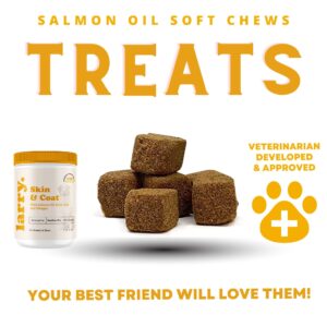 Salmon Oil for Dogs Skin and Coat by Larry | Dog Supplements for Itchy Skin & Allergy Relief | Omega 3, 4, DHA, & EPA for Skin, Coat, Bone, & Joint Health | for All Breeds & Sizes, (120 Soft Chews)