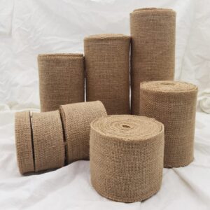 INSPIRELLE 4" Natural Burlap Fabric Roll 10 Yards Jute Ribbon for Gift Wrapping Craft Projects Wedding Decoration Home Decoration 10CM