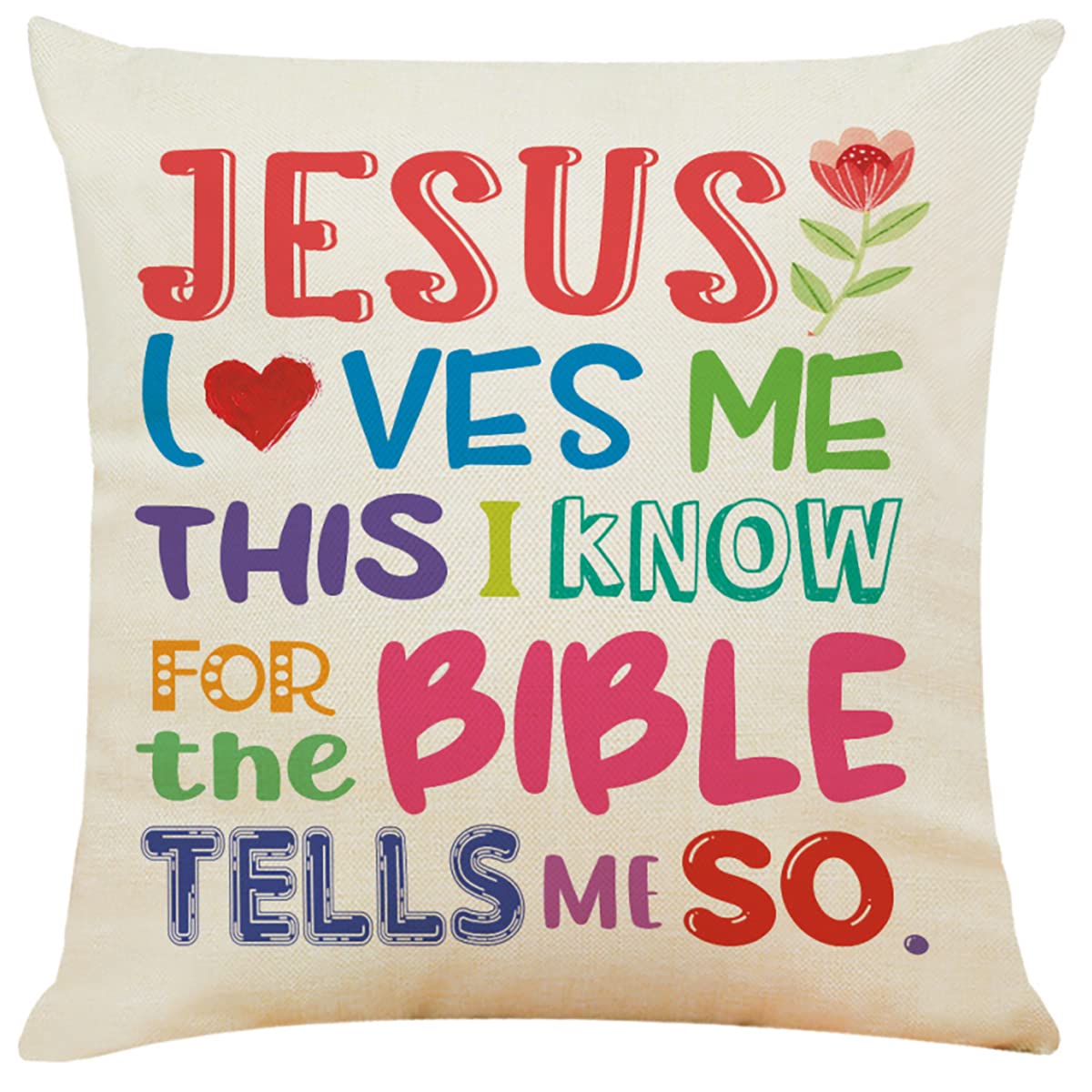 Gifts for Kids Bible Verse Quote Throw Pillow Covers, Jesus Loves Me Pillow case Cushion Case for Nursery Playroom Classroom,Kids Birthday Gift Ideas from Mom, Present for Christian Kids Christmas