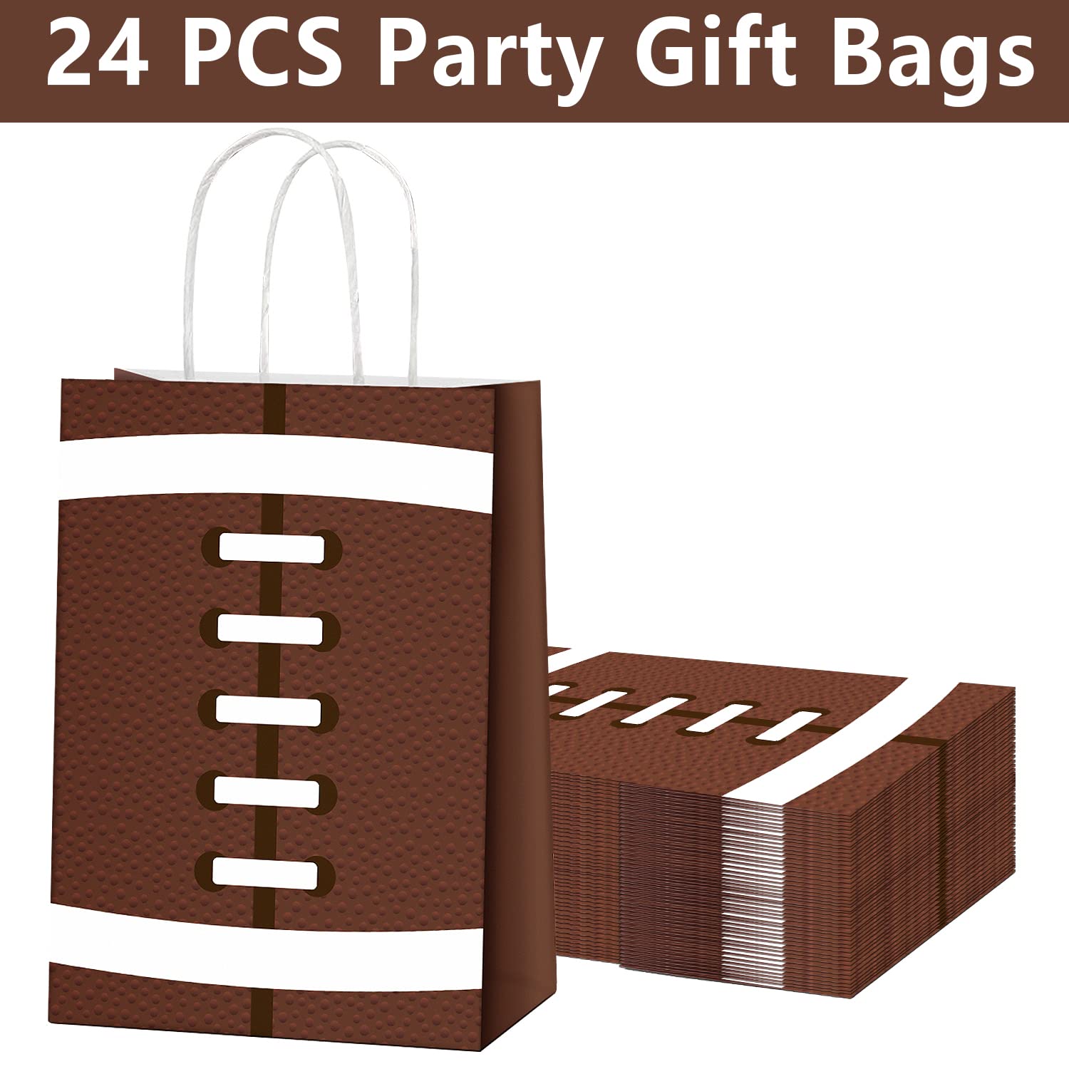 Sawowkuya 24PCS Football Gift Bags Football Party Favor Bags Football Present Goodie Bags Rugby Treat Candy Bags Themed Paper Bags for Birthday Party Favors Supplies Decorations