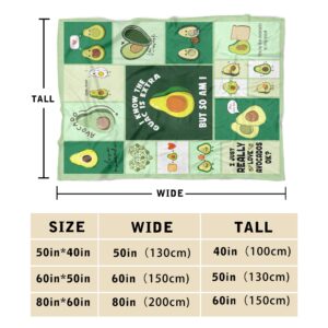 Avocado Blanket Flannel Throw Blanket Cartoon Fruits Cute for Daughter Son Child Teenager Snuggle Comfortable All Seasons Super Soft Bed Sofa Couch Foldable Unisex 130x150 Green 50x60