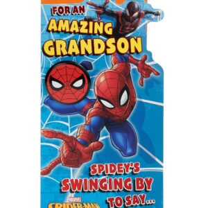 UK Greetings Marvel Spider-Man Birthday Card for Grandson With Envelope and Badge,Multi,121 mm x 229 mm