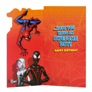 UK Greetings Marvel Spider-Man Birthday Card for Grandson With Envelope and Badge,Multi,121 mm x 229 mm