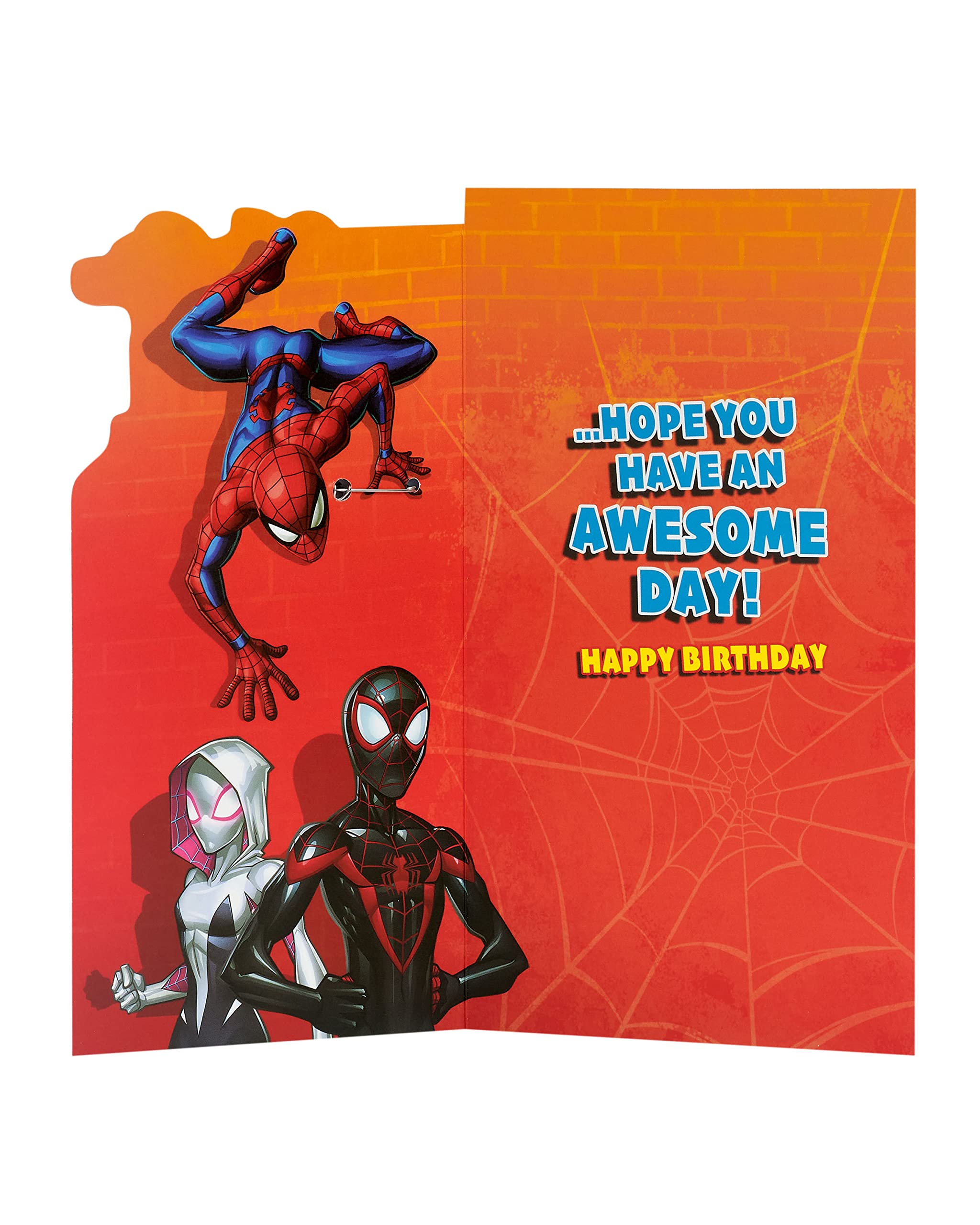 UK Greetings Marvel Spider-Man Birthday Card for Grandson With Envelope and Badge,Multi,121 mm x 229 mm