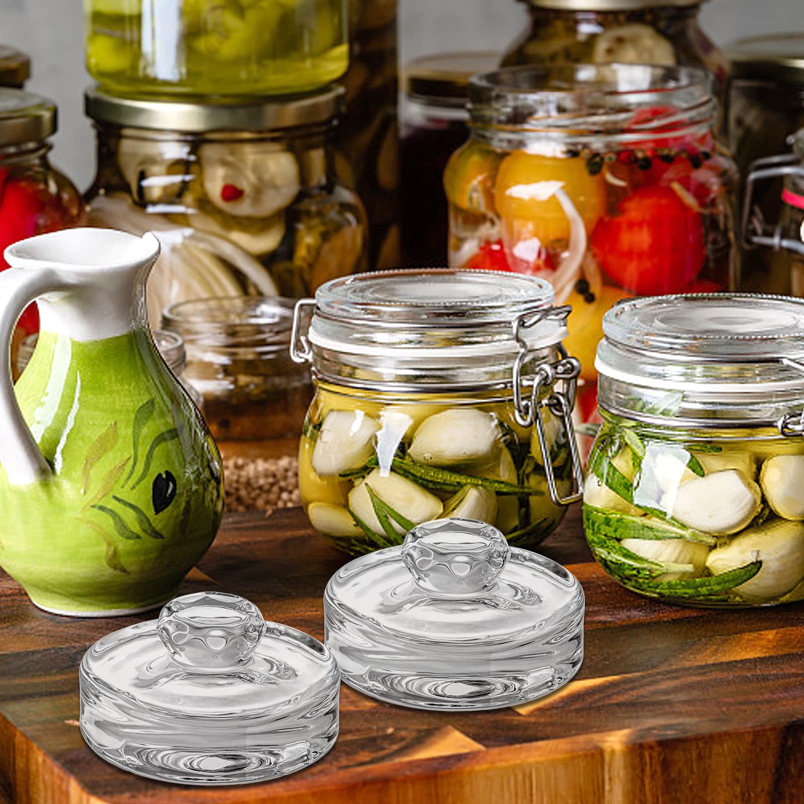 YOUEON 9 Pack Fermentation Glass Weights with Easy Grip Handles for Wide Mouth Mason Jars, Pickling Jars, Glass Fermentation Weights for Fermenting Kit, Sauerkraut, Kimchi and More