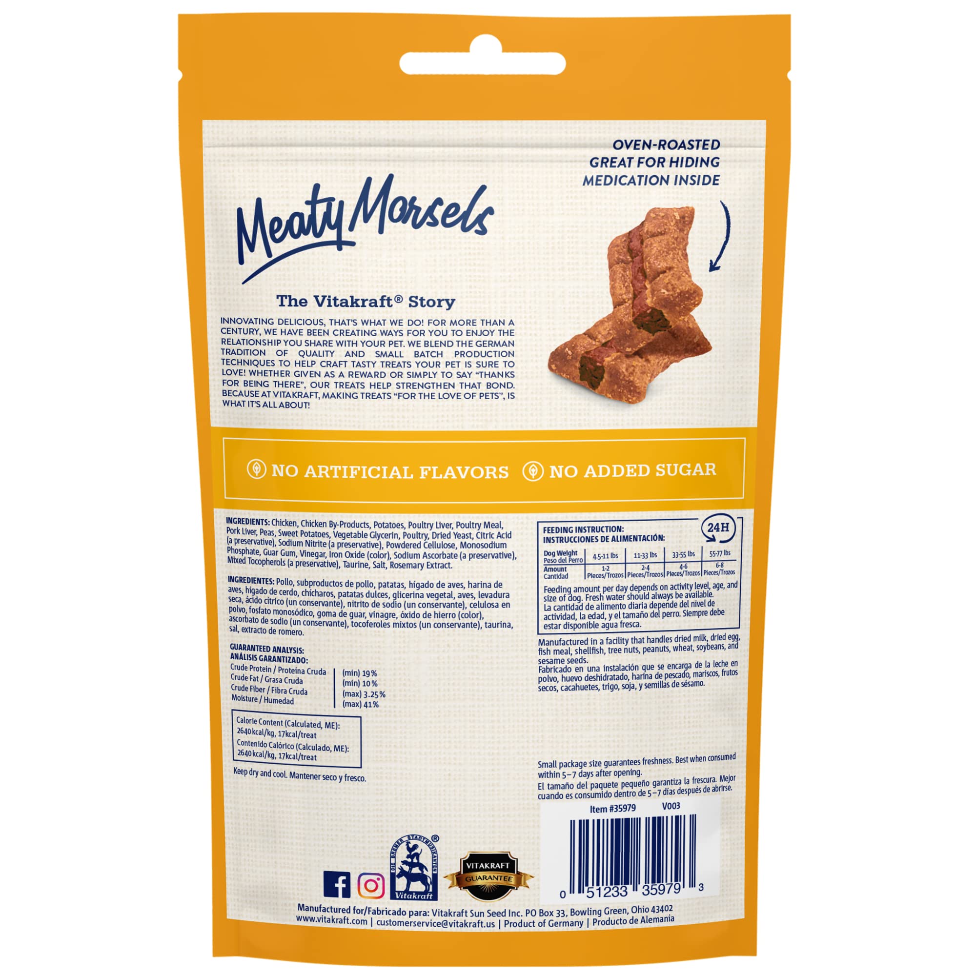 3 Pack of Vitakraft Meaty Morsels Treats for Dogs - Chicken with Sweet Potatoes - Super Soft Dog Treats - Two Layers of Gently Oven-Baked Meaty Goodness - 12.6oz Value Pack