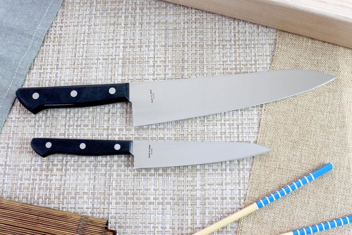 MAC Knife Chef series 2-piece starter knife set H-30, HB-85 Chef series 8.5" Gyutou-style Chef's knife and HB-55 Chef series 5.5" Utility knife, handcrafted in Seki, Japan