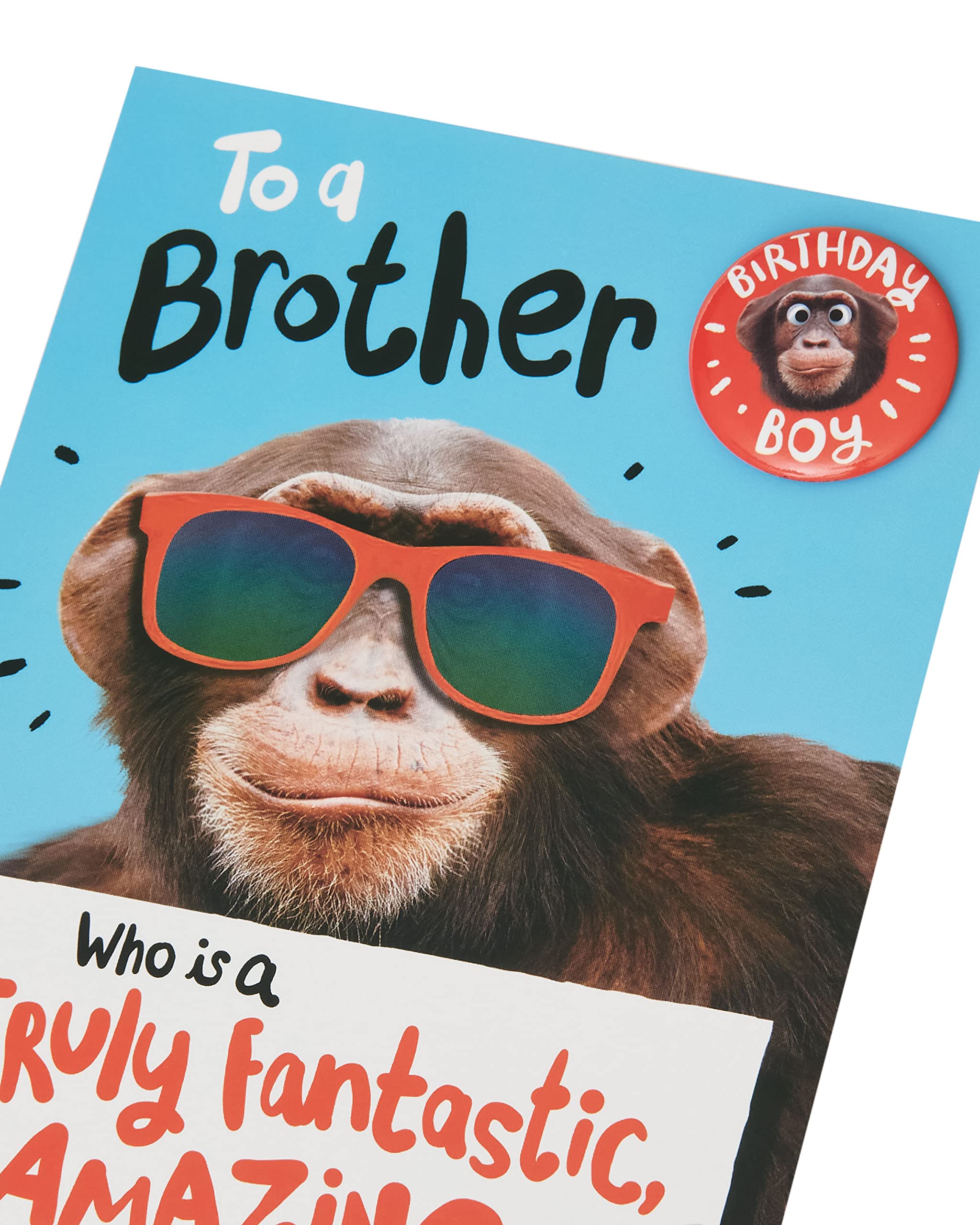 UK Greetings Birthday Card for Brother - Monkey Design, 137mm x 210mm