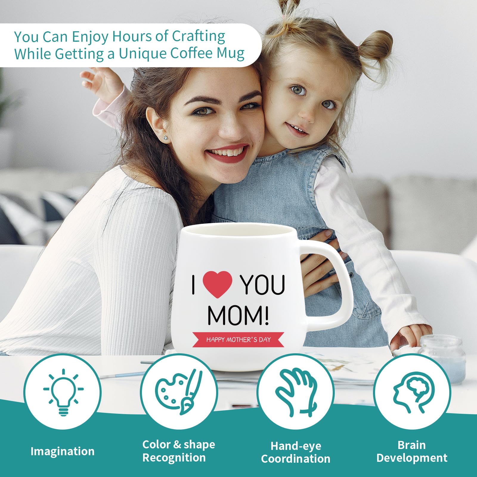 Create Your Own Personalized Coffee Mug Kit Includes Blank Mugs to Decorate, Paintable Mugs, and Painting Supplies– Paint Your Own Mug for Kids and Adults for Mother's Day Father's Day Gifts!