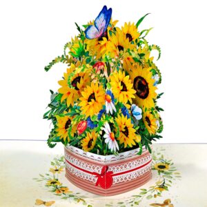 CUTPOPUP Mother's Day Card Pop Up, Birthday 3D Greeting Card (Sunflowers Vase)