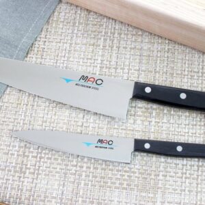 MAC Knife Chef series 2-piece starter knife set H-30, HB-85 Chef series 8.5" Gyutou-style Chef's knife and HB-55 Chef series 5.5" Utility knife, handcrafted in Seki, Japan