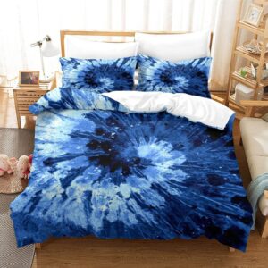 blue tie dye bedding set blue tie dye bedding cover spiral tie dyed printed bed comforter cover set,boho bohemian hippie bedding sets full size abstract printed quilt cover full（203x228cm）