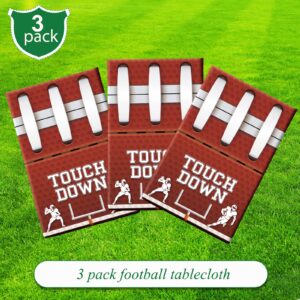 3 Pcs Football Party Tablecloths Plastic Football Field Tablecloths Rectangle Football Bowls Table Covers Football Touchdown Tablecloths for Game Day Baby Shower Birthday Party Supplies, 54 x 108 Inch