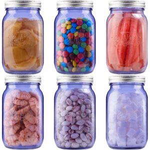 wide mouth mason jars 32 oz, 6 pack colored canning glasses, quart glass storage jars, canning jars for centerpieces, safe for fermenting, pickling, storage, diy crafts & decor