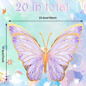 Geyee 10 Pcs Large Butterfly Centerpieces for Tables Butterfly Party Decorations 3D Paper Butterfly Table Toppers Centerpieces Wall Decor for Birthday Baby Shower Wedding Party Supplies(Purple)