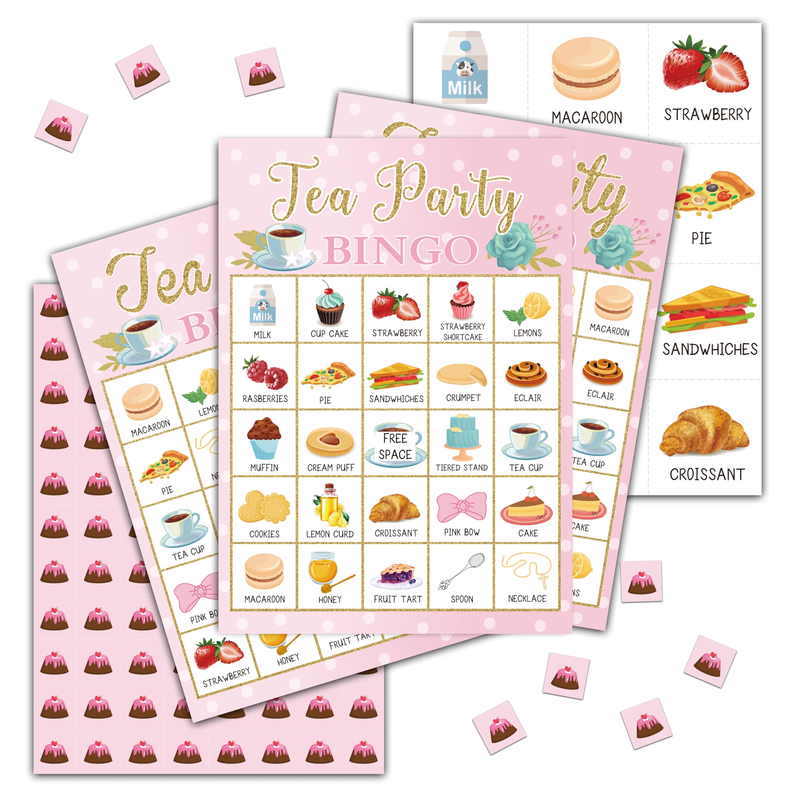 Tea Party Bridal Shower Games, Tea Party Bingo Game, Tea Party Decorations, Tea Party Favors, 24 Players Bingo Games for Bridal Shower, Bachelorette Party, Wedding Engagement Party (A06)