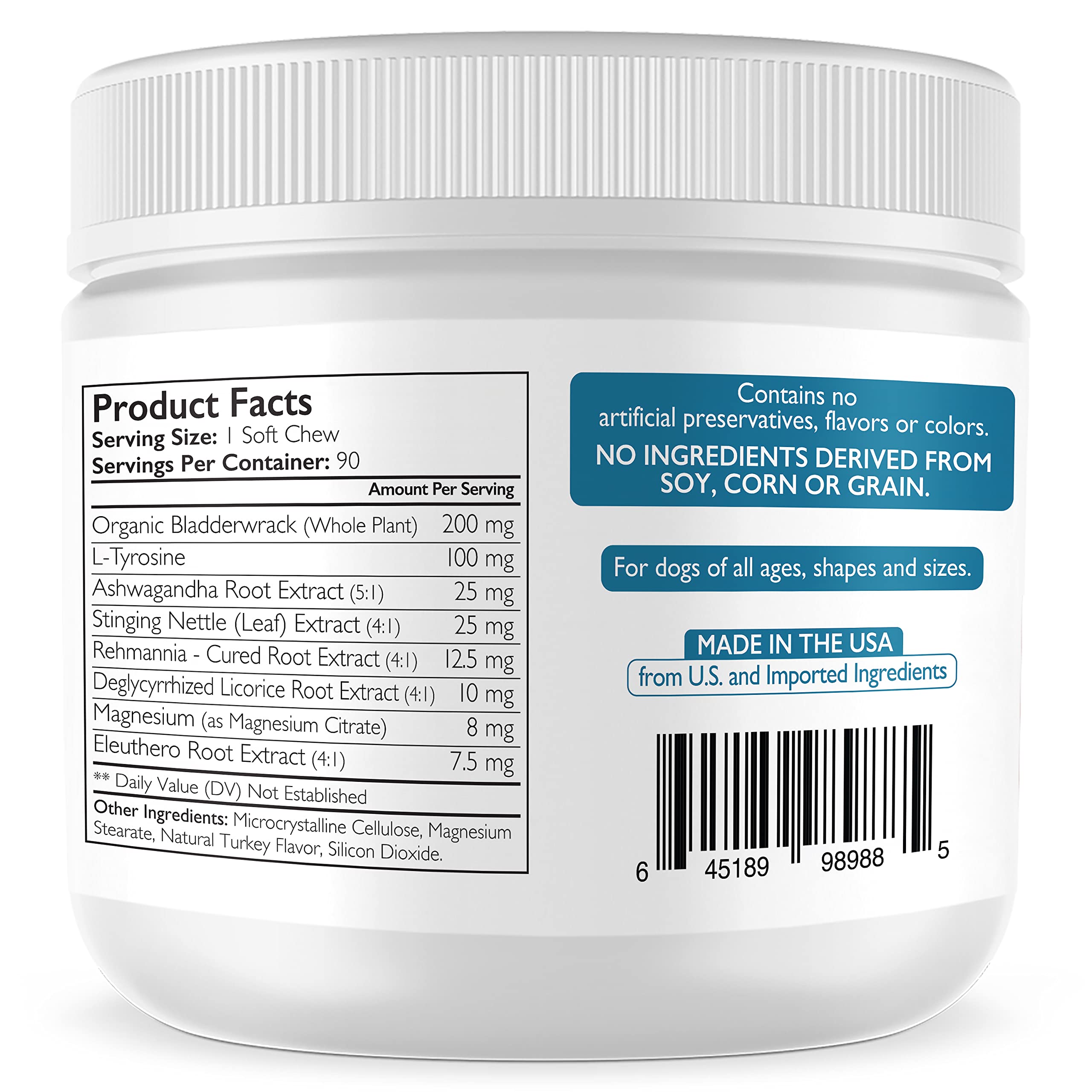 Nutrition Strength Thyroid Supplement for Dogs, Support for Hypothyroidism in Dogs with Organic Bladderwrack, Promotes Normal Function of Endocrine and Enzyme Systems, 90 Soft Chews