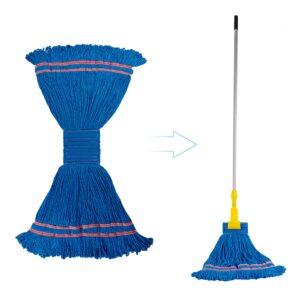 Matthew Cleaning Microfiber String Mop Heavy Duty Commercial Wet Mop Head Replacement,Excellent Absorbency,Premium Launderability,Reusable for Home,Commercial and Industrial Use(Blue,3Pack)