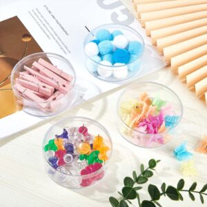 Taiyin 50 Pcs Plastic Acrylic Circle Box with Lid Clear Acrylic Box Small 3'' Round Cube Organizer Transparent Storage Boxes Containers for Candy Beads Jewelry Gift Wedding Graduation Favor