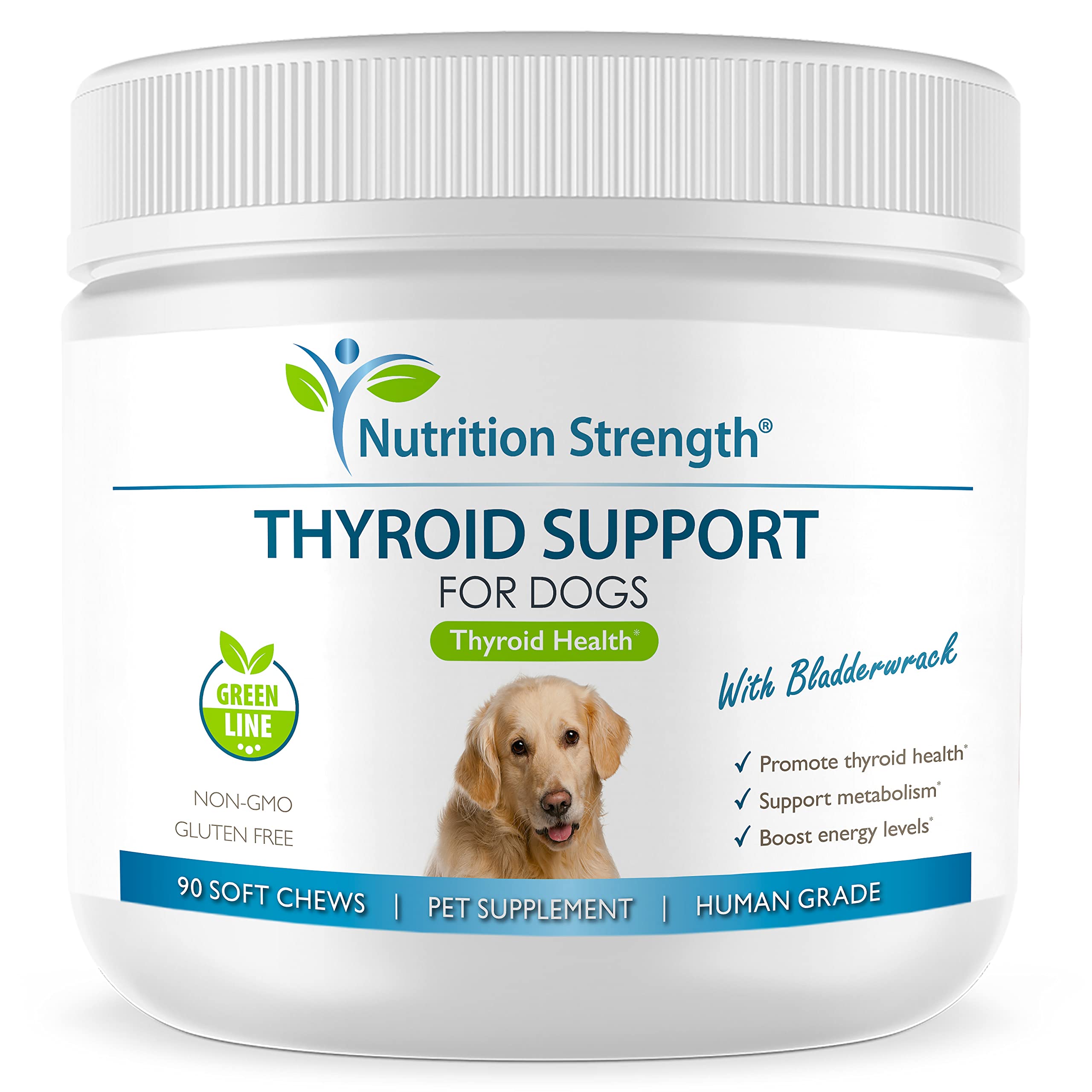 Nutrition Strength Thyroid Supplement for Dogs, Support for Hypothyroidism in Dogs with Organic Bladderwrack, Promotes Normal Function of Endocrine and Enzyme Systems, 90 Soft Chews