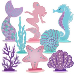 mermaid party decorations glitter mermaid table centerpiece for birthday party under the sea table centerpiece ocean theme table ornaments for girl baby shower birthday party supplies diy decor