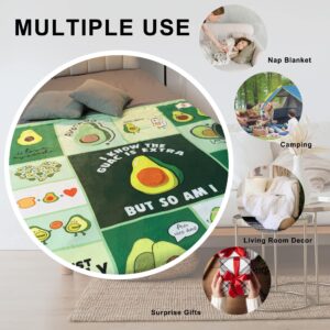 Avocado Blanket Flannel Throw Blanket Cartoon Fruits Cute for Daughter Son Child Teenager Snuggle Comfortable All Seasons Super Soft Bed Sofa Couch Foldable Unisex 130x150 Green 50x60