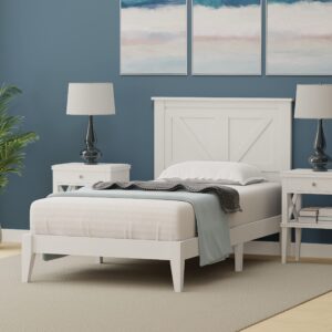 Glenwillow Home Farmhouse Solid Wood Platform Bed in Twin - Gloss White