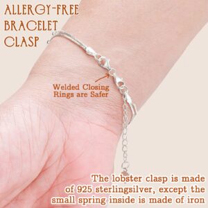 OHINGLT Double Lobster Clasp 925 Sterling Silver Necklace Clasp Classic Double End Design Necklace Clasps and Closures,Necklace Extender Suitable for Jewelry Chain