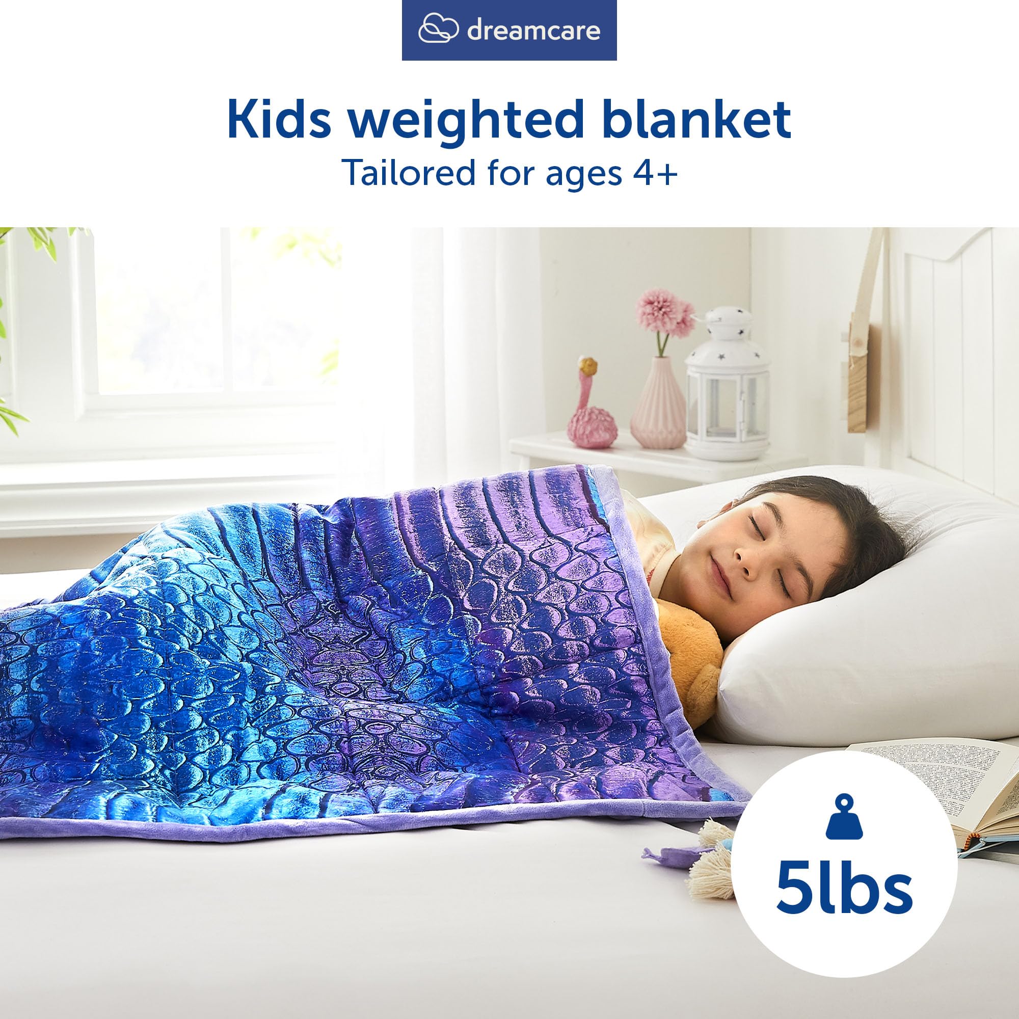 DREAMCARE Kids Weighted Blanket 5 Pounds, Cooling Weighted Blanket Kids, Weighted Blanket for Kids, 36"x 48" Toddler Weighted Blanket, Soft Weighted Blankets, Weighted Blanket for Toddler (Mermaid)