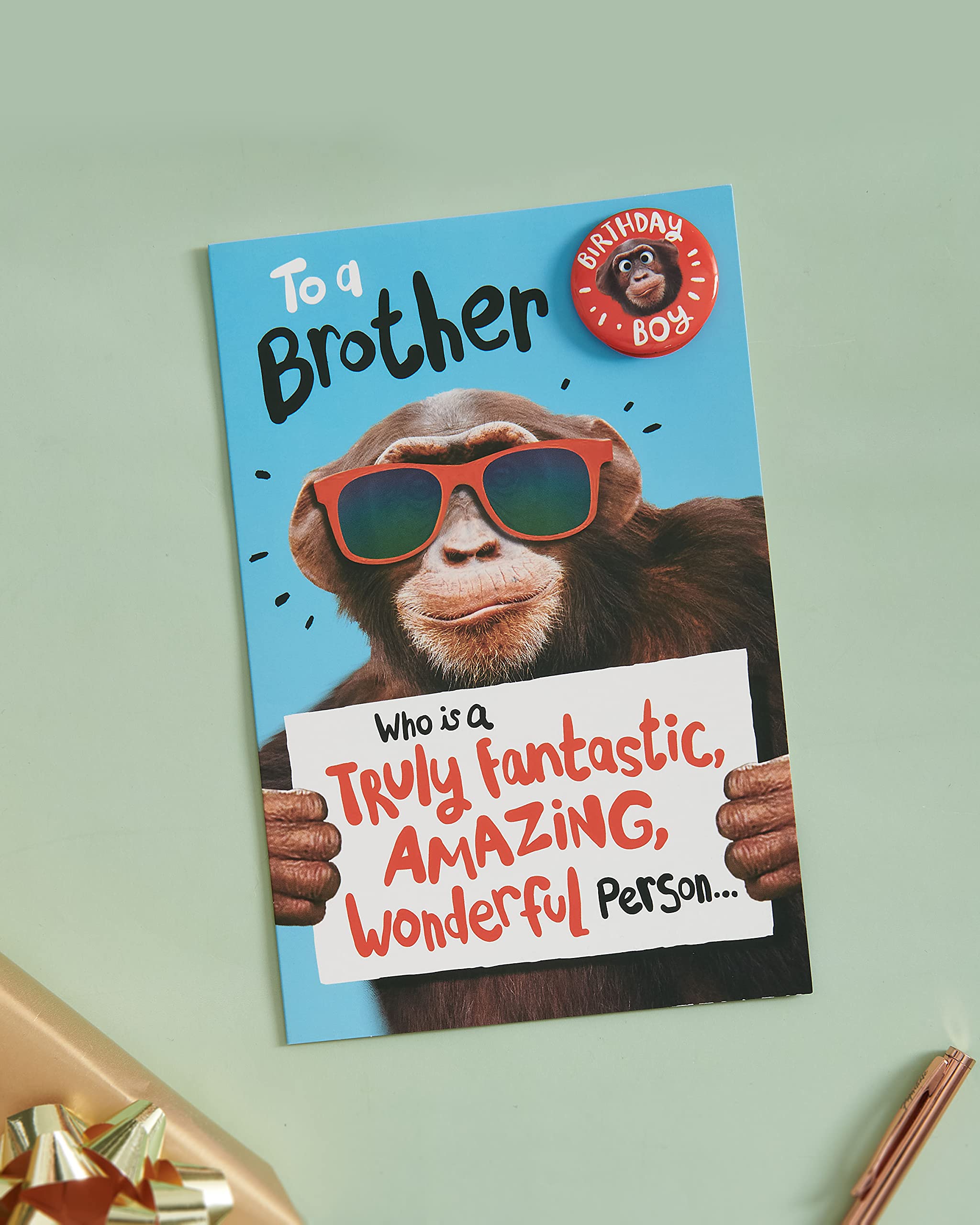 UK Greetings Birthday Card for Brother - Monkey Design, 137mm x 210mm