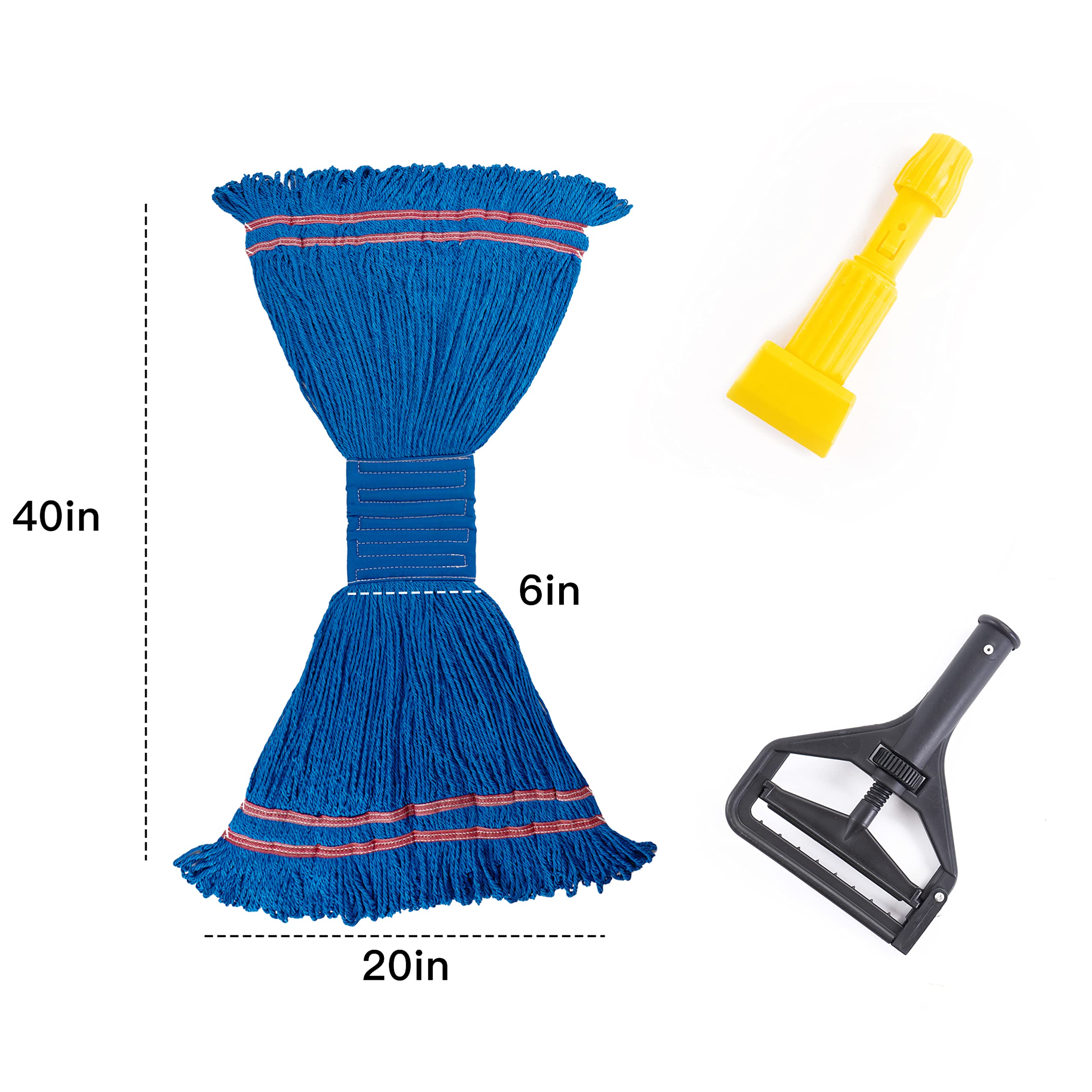 Matthew Cleaning Microfiber String Mop Heavy Duty Commercial Wet Mop Head Replacement,Excellent Absorbency,Premium Launderability,Reusable for Home,Commercial and Industrial Use(Blue,3Pack)