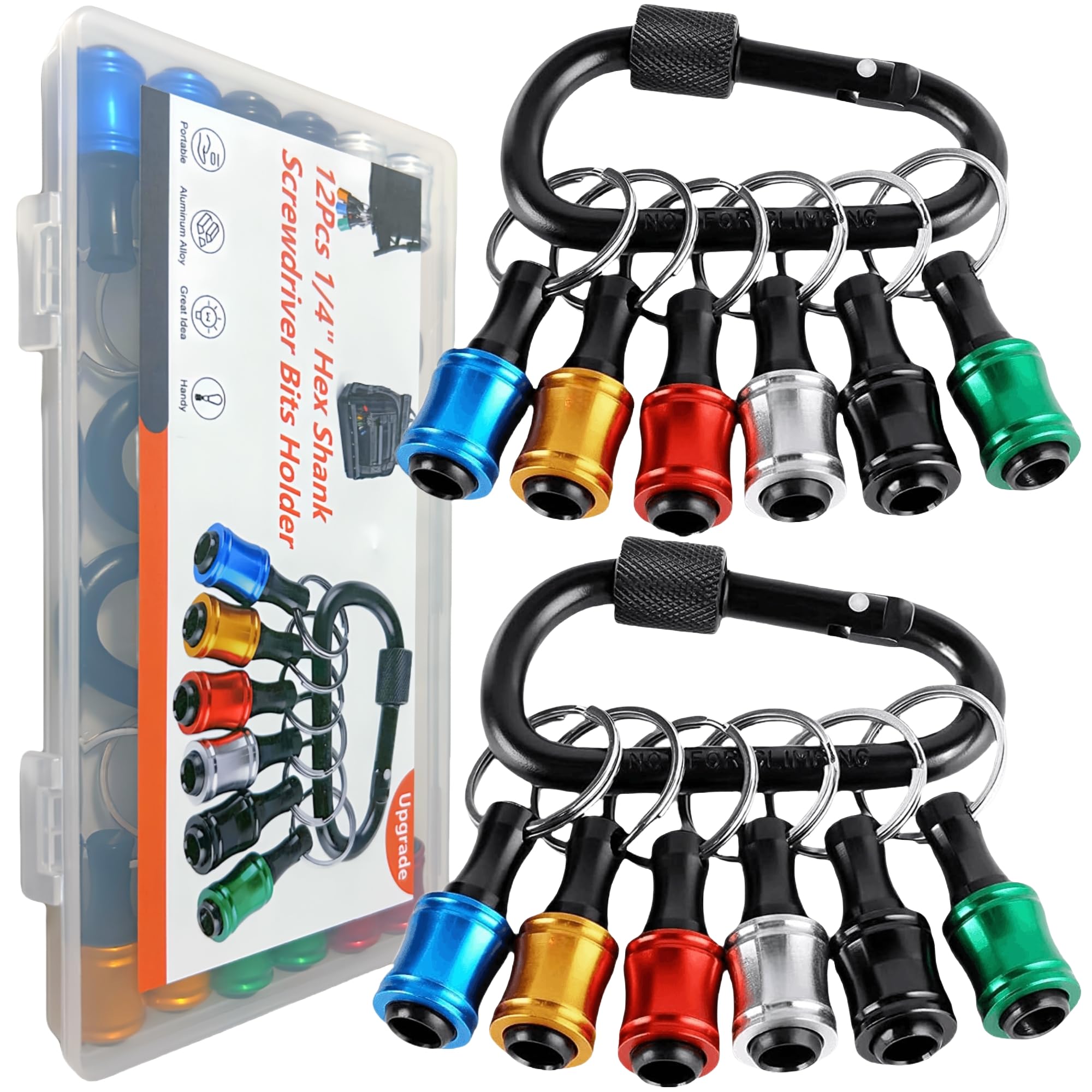 12Pcs 1/4 inch Hex Shank Aluminum Alloy Screwdriver Bits Holder Extension Bar Drill Screw Adapter Change Keychain Portable for Screwdriver & Drill Bits & Flexible Drill Bit Extension Set & Nut Driver