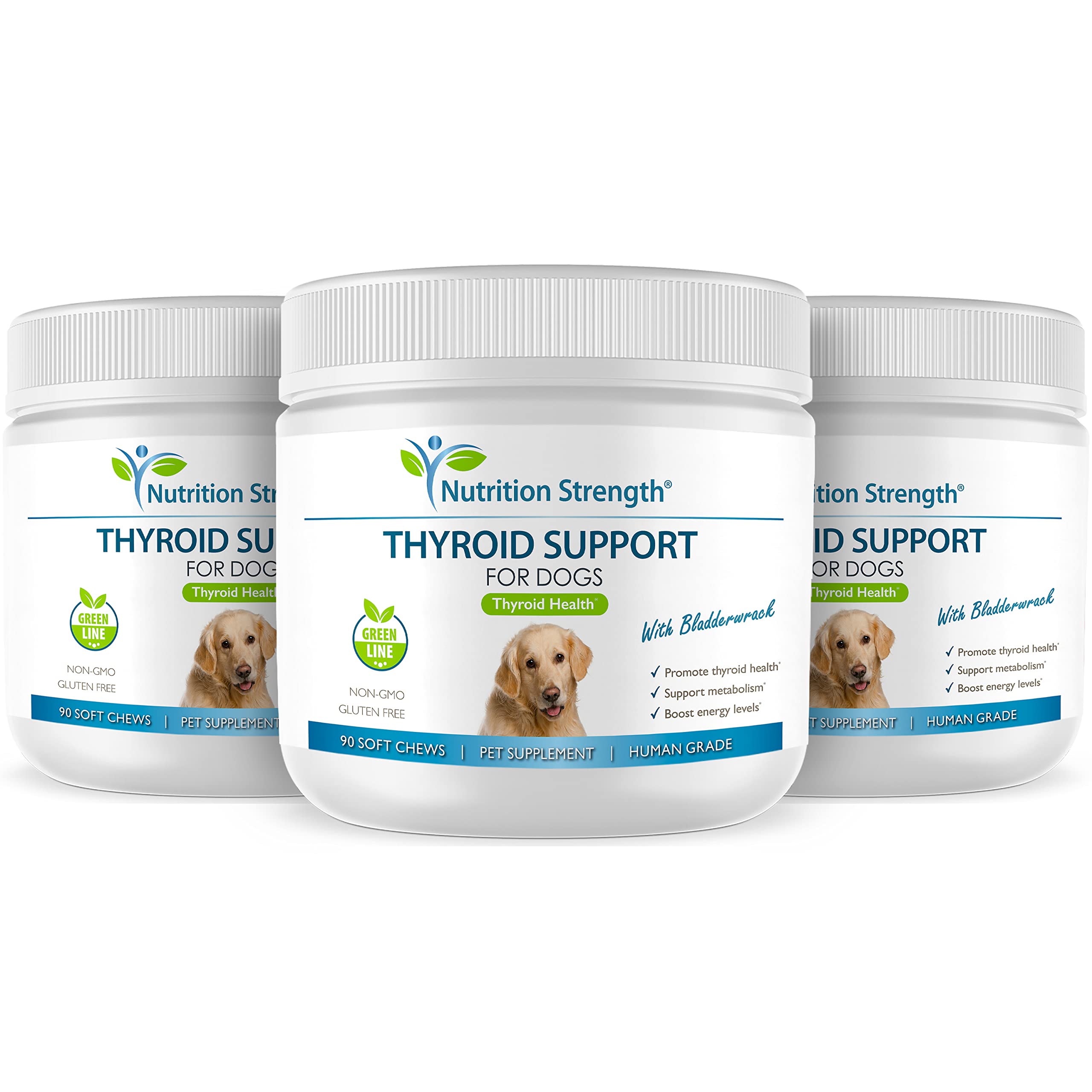 Nutrition Strength Thyroid Supplement for Dogs, Support for Hypothyroidism in Dogs with Organic Bladderwrack, Promotes Normal Function of Endocrine and Enzyme Systems, 90 Soft Chews