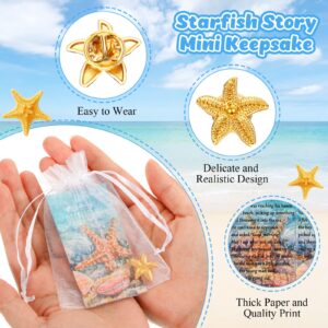 Unittype 50 Pack Starfish Story Gifts Starfish Lapel Pin on Appreciation Cards with Bags You Make a Difference Employee Appreciation Thank You Gifts Camp Gifts for Girls Boys Students(Gold)