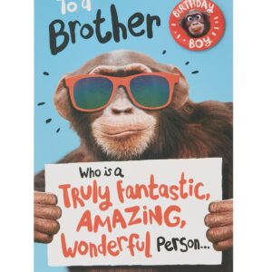 UK Greetings Birthday Card for Brother - Monkey Design, 137mm x 210mm