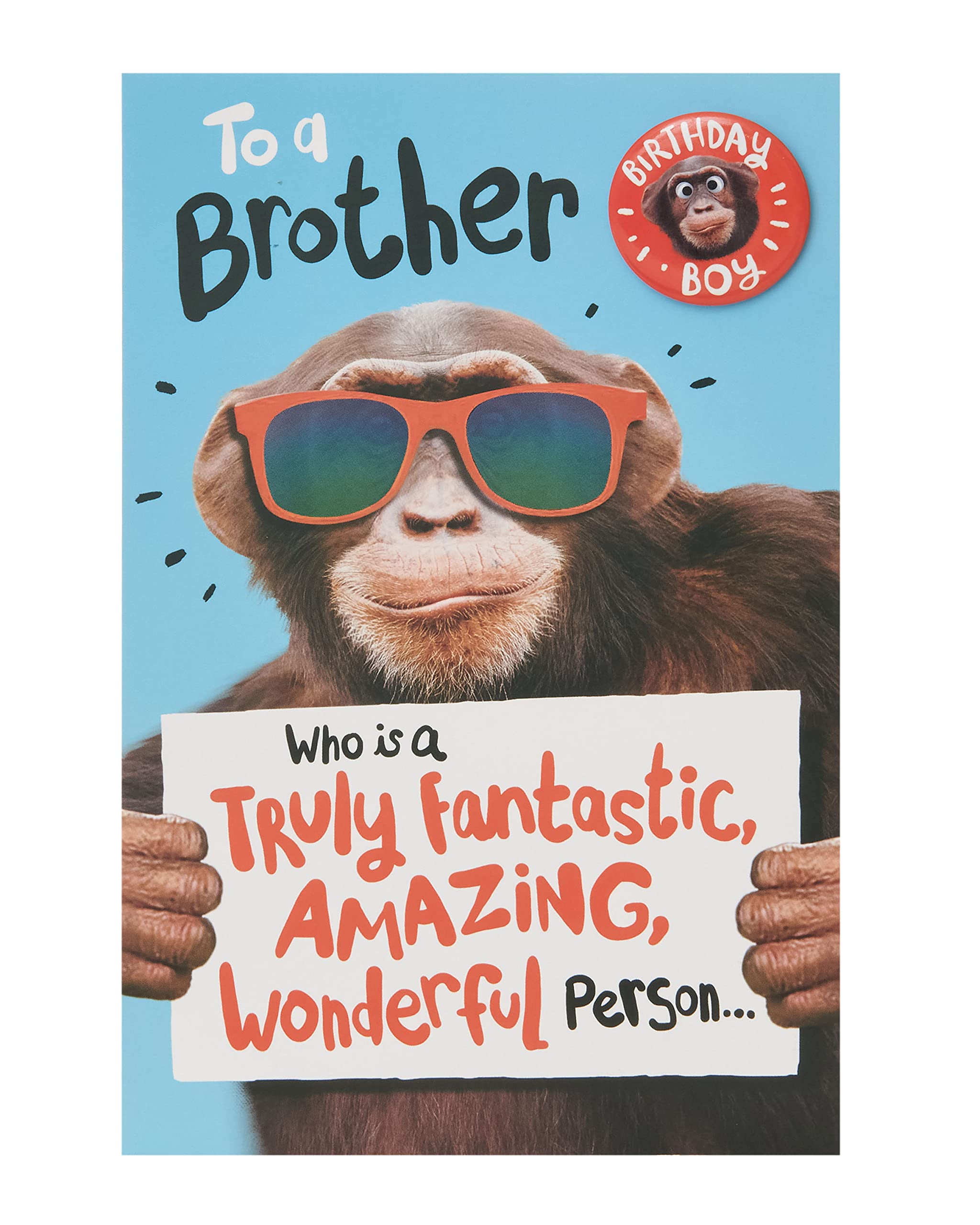 UK Greetings Birthday Card for Brother - Monkey Design, 137mm x 210mm