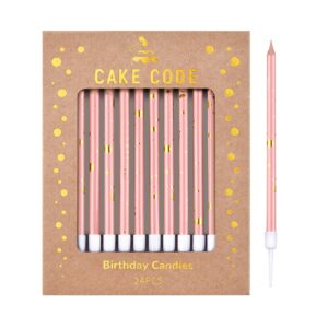 cake code pink gold long thin birthday candles, cake candles, birthday parties, wedding decorations, party candles