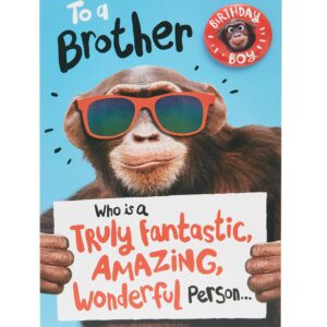 UK Greetings Birthday Card for Brother - Monkey Design, 137mm x 210mm