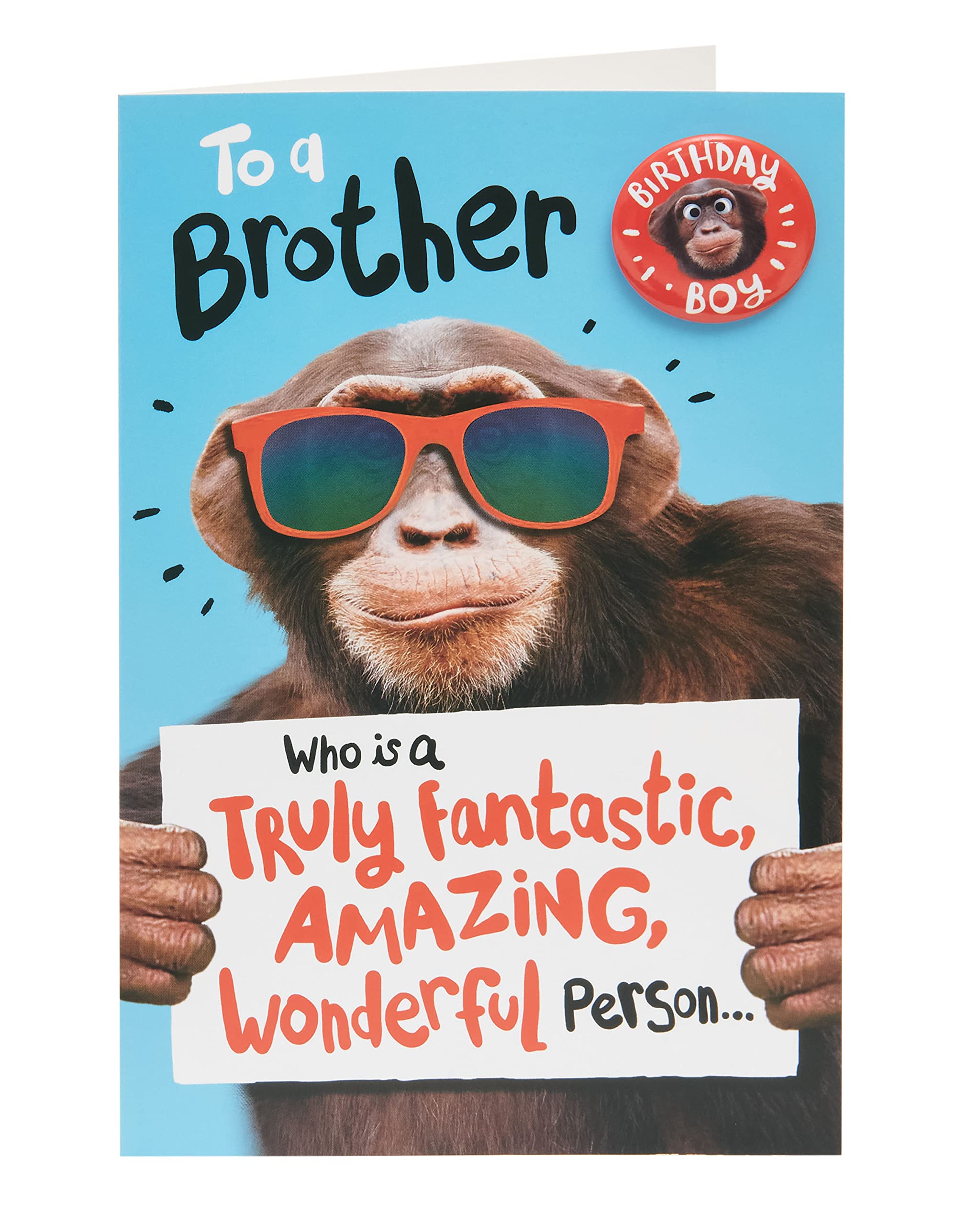 UK Greetings Birthday Card for Brother - Monkey Design, 137mm x 210mm