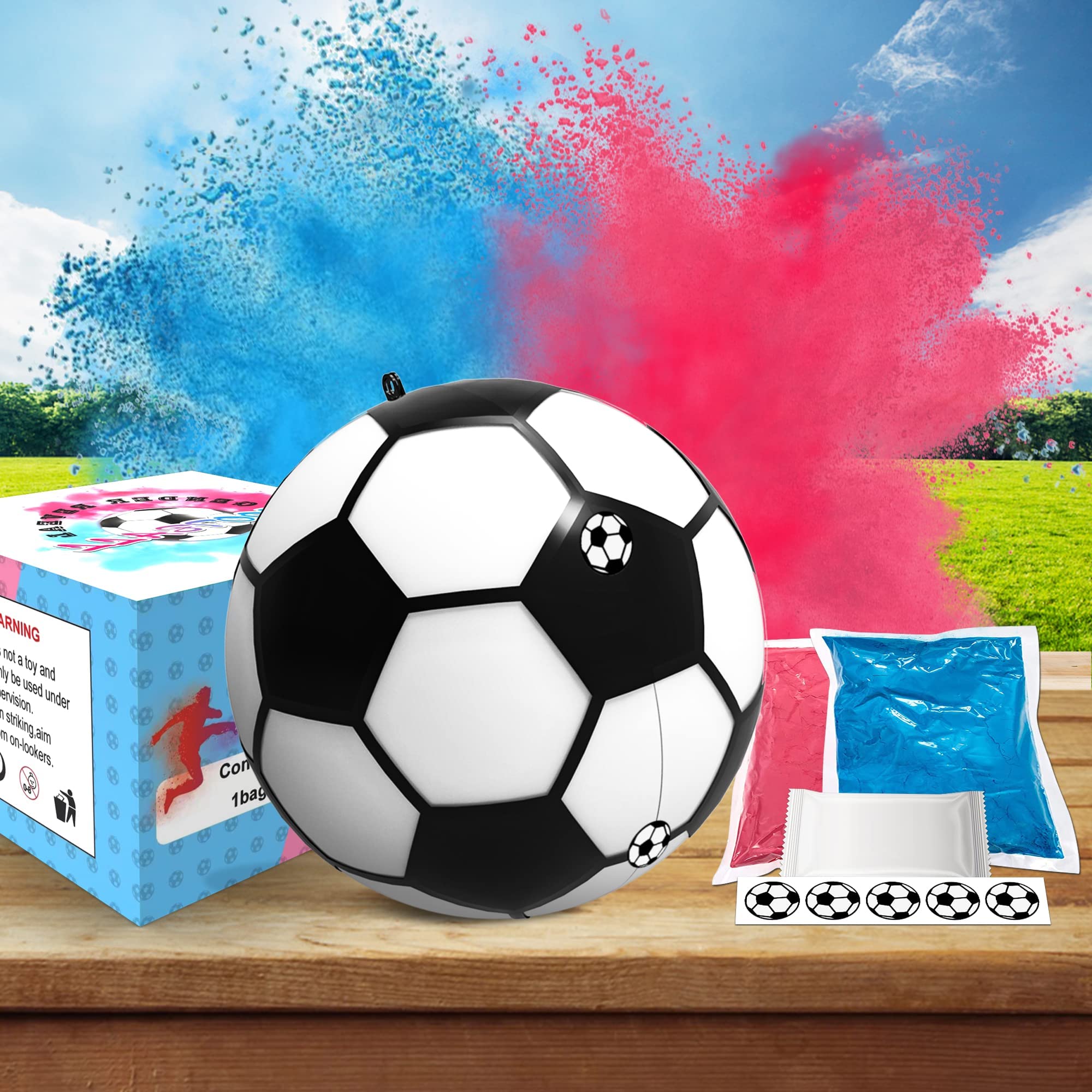 POPUPARTY Gender Reveal Soccer Ball with Pink and Blue Powder Kit, for Baby Gender Reveal Decoration, Soccer Fans