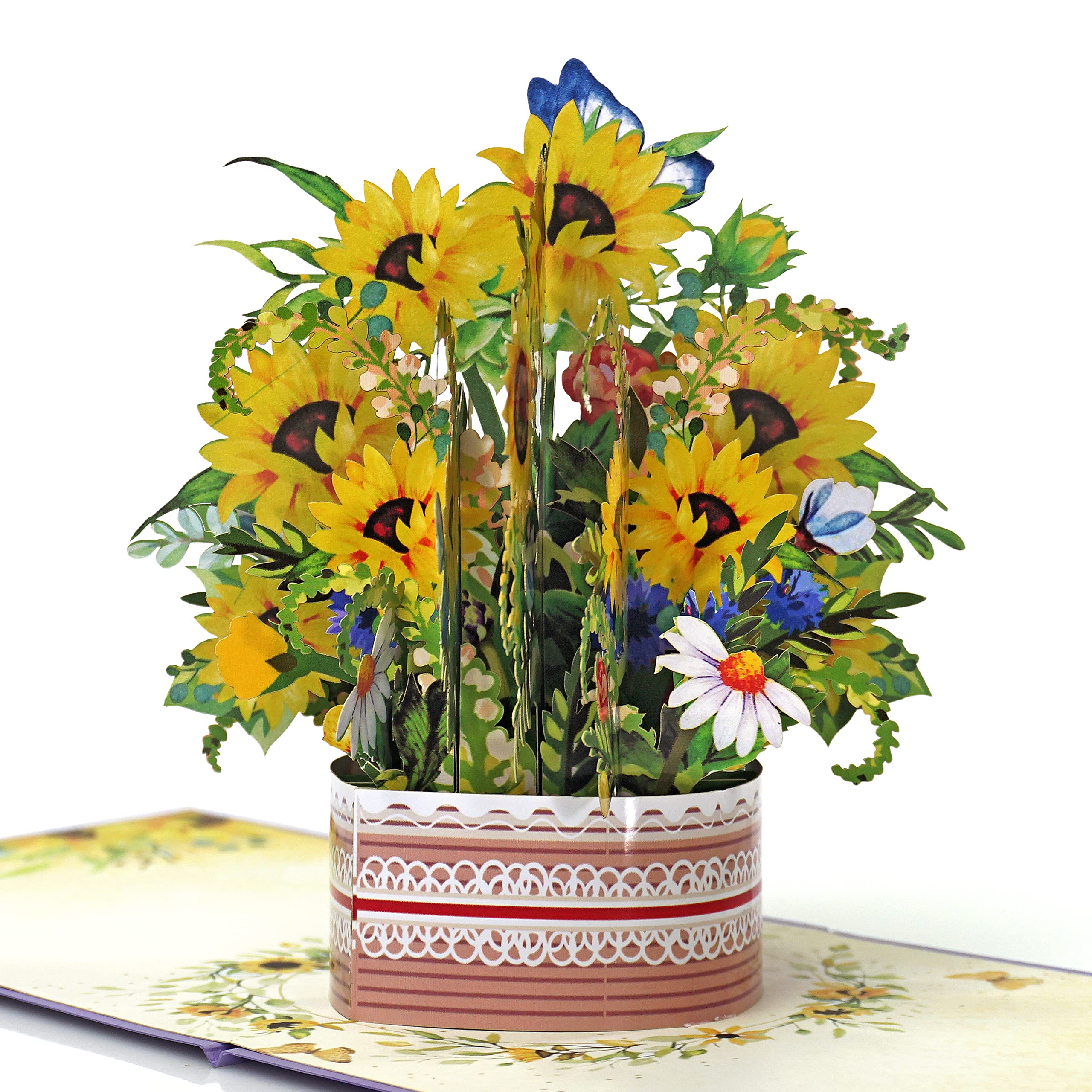 CUTPOPUP Mother's Day Card Pop Up, Birthday 3D Greeting Card (Sunflowers Vase)