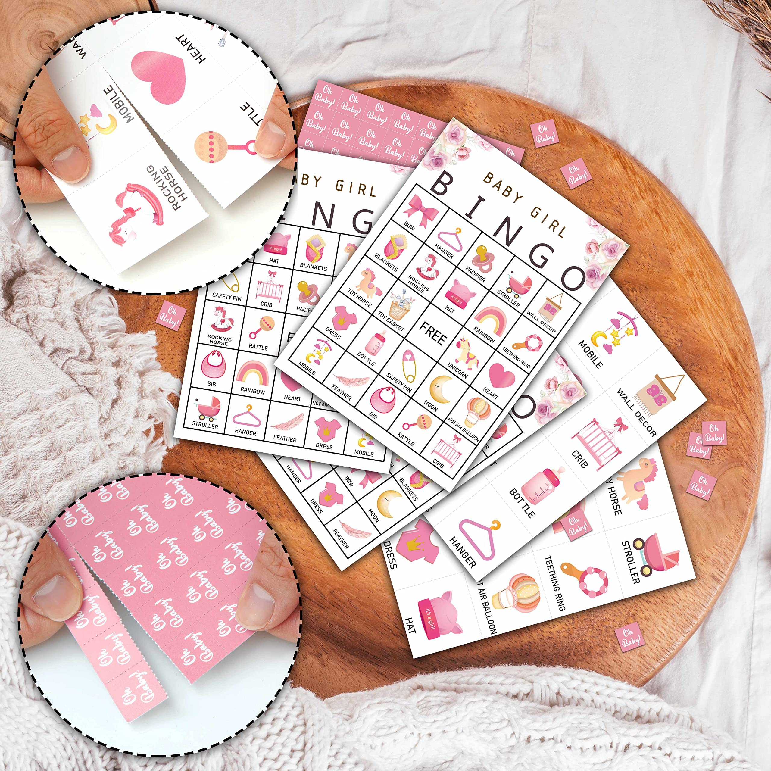 Baby Shower Bingo Games, Baby Bingo For Baby Shower, Floral Baby Girl Bingo Game, Gender Reveal Games, Baby Shower Decorations Favors, 24 Players Bingo Games For Baby Shower, Gender Reveal Party (A04)