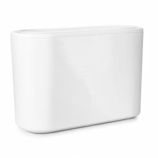 Brabantia MindSet Bathroom Small Trash Caddy (White) Hygienic Basin Top Storage Can with Swing Lid for Disposal of Used Cosmetics, Cotton Pads, Cue Tips (4 x 6 x 3)