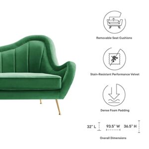 Modway EEI-5874-EME Cheshire Channel Tufted Performance Velvet Sofa, Emerald