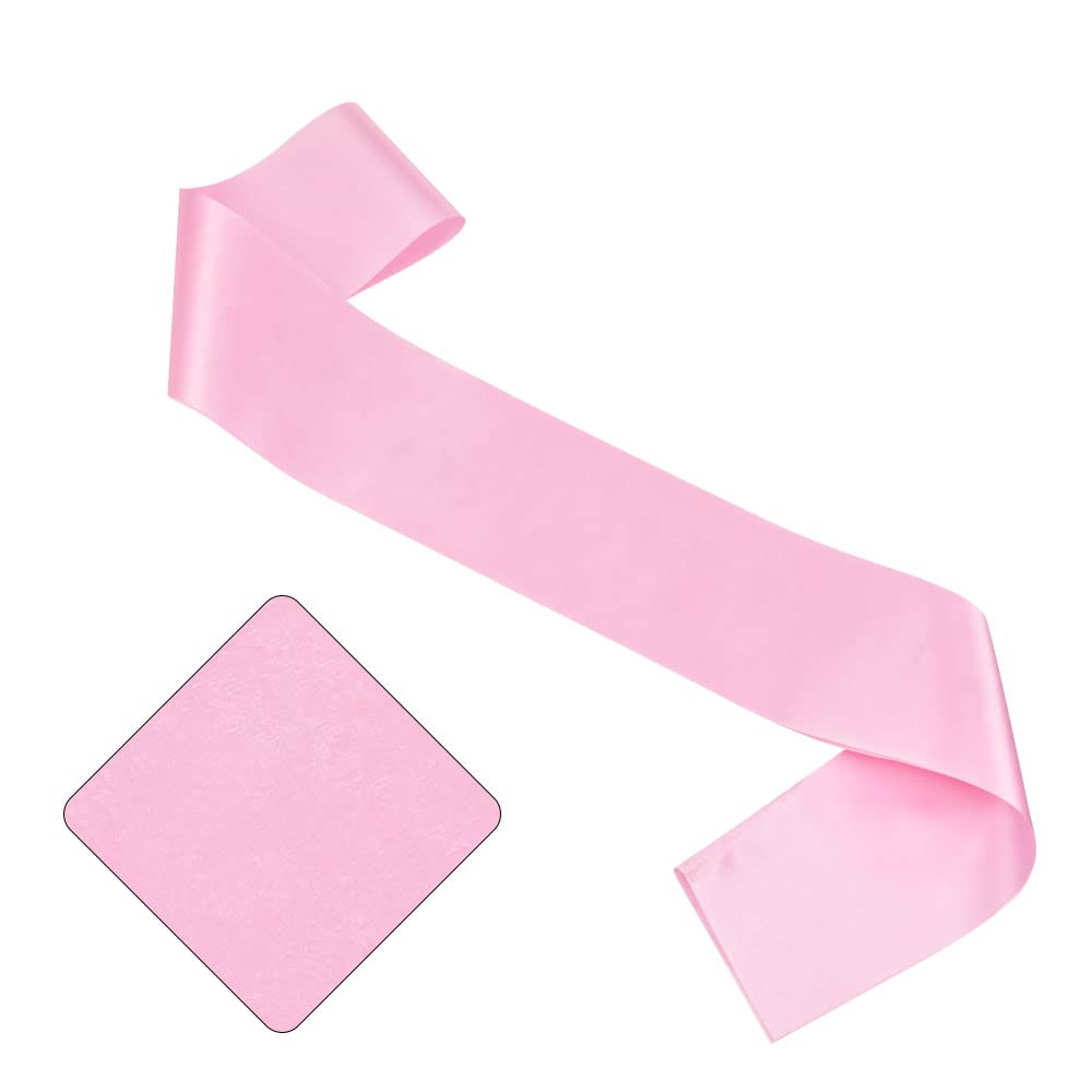 GDTO8820 CoolerthingsDG, 4 Pcs Blank Satin Sashes Plain Sashes Party Accessory for Graduation Wedding Party, Satin Sashes Pageant, Make Your Own Sashes, Pink Party Plain Pageant Sashes(Pink)