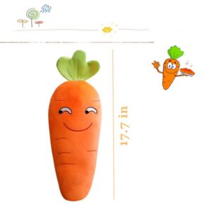 JOSON Orange Imitation Carrot Pillow, Children's Sleeping Pillow Doll, Plush Toy pad, Used for Bedroom, Sofa and Office Decoration （17.7inch）