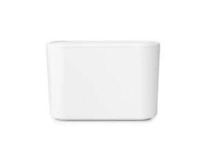 brabantia mindset bathroom small trash caddy (white) hygienic basin top storage can with swing lid for disposal of used cosmetics, cotton pads, cue tips (4 x 6 x 3)