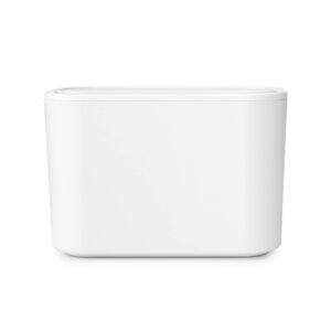 Brabantia MindSet Bathroom Small Trash Caddy (White) Hygienic Basin Top Storage Can with Swing Lid for Disposal of Used Cosmetics, Cotton Pads, Cue Tips (4 x 6 x 3)