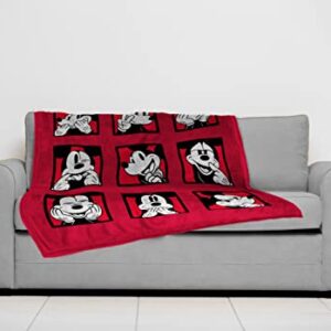 Disney Mickey Mouse Expressions Throw Blanket - Measures 50 x 70 inches - Fade Resistant Super Soft Fleece Bedding (Official Product)