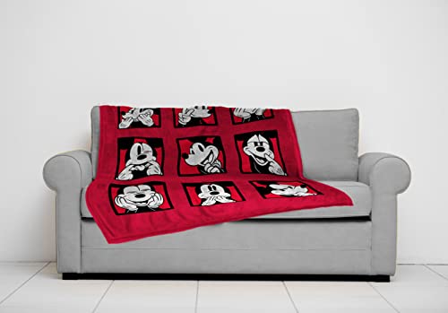 Disney Mickey Mouse Expressions Throw Blanket - Measures 50 x 70 inches - Fade Resistant Super Soft Fleece Bedding (Official Product)